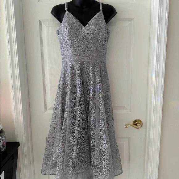 SHEIN Silver High Low Dress NEW. - Picture 2 of 5